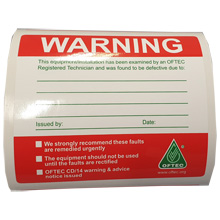 Oil tank warning sticker